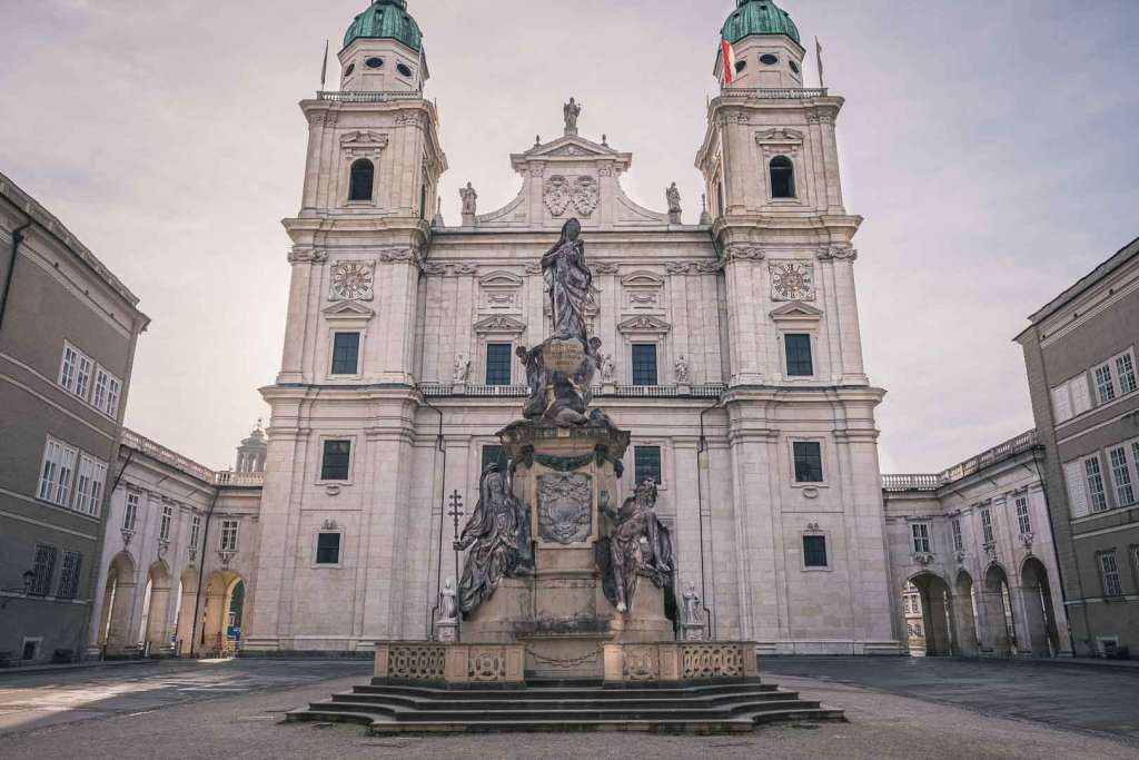 Virgin Maries column on the square in front of the Salzburg Cathedral