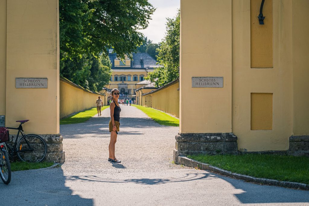 Tourist in Hellbrunn on Bike Tour Stop